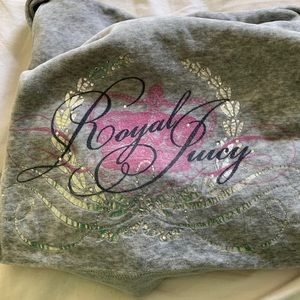 NWOT Grey “Royal Juicy” hoodie and track pants set